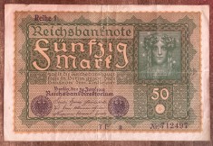 B11 37 - Bancnota foarte veche - Germania - 50 marci - 1919