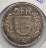 Elvetia 5 Francs 1939 moneda din argint km # 40 AG. 835 Herdsman, Europa