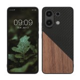 Husa Kwmobile pentru Xiaomi Redmi Note 13, Maro/Negru, Lemn, KWM000020NJ001C
