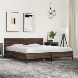 VidaXL Cadru de pat, stejar maro, 180x200 cm, lemn prelucrat și metal