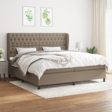 Cumpara ieftin Pat box spring cu saltea, gri taupe, 200x200 cm, textil