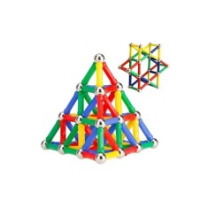 Joc creativ pentru copii, cu 108 de piese magnetice, din metal si plastic, multicolor