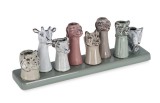 Cumpara ieftin Vaze flori cu tava ceramica multicolora Samy 30,5x7,5x11h