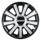 Cumpara ieftin Set 4 capace roti Silver/black cu inel cromat pentru gama auto Daewoo