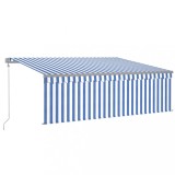 Cumpara ieftin Copertina retractabila automat cu stor, albastru&amp;alb, 4,5x3 m
