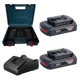 Bosch - Set 2 acumulatori si incarcator Li-Ion 18 V 2 Ah valiza plastic