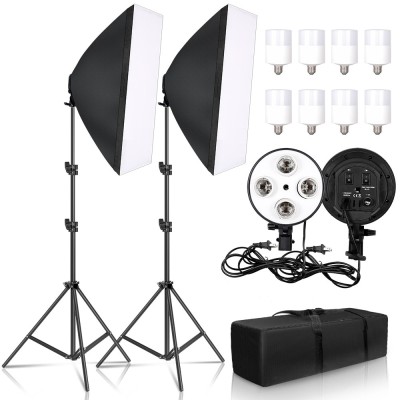 Kit de iluminare 2 Softbox de studio + suporturi + geanta + 8x bec 20W Andoer foto