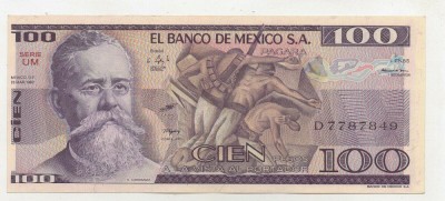 !!! MEXIC - 100 PESOS 1982 - P 74 c - UNC / SERIA UM foto