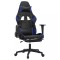 Scaun de gaming cu suport picioare, negru/albastru, piele eco