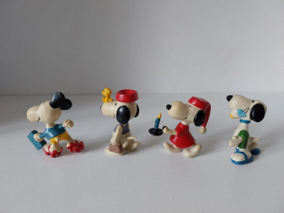 ** Lot 4 figurine Snoopy, cauciuc, vintage, 7cm, colectie foto