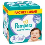 Scutece Active Baby Marimea 3 Midi pentru 6-10 kg, 208 bucati, Pampers