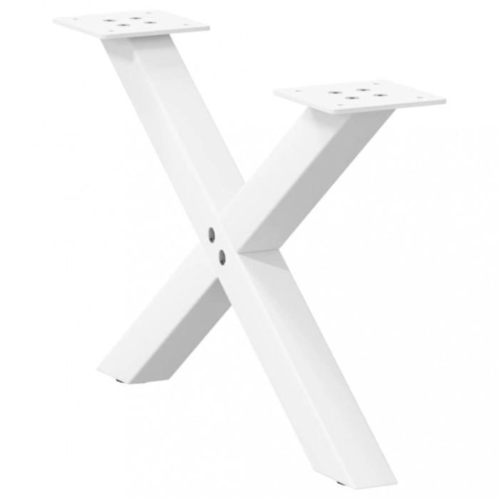 vidaXL Picioare pentru măsuță de cafea &icirc;n formă de X, 2 buc., alb, 50x(30-31) cm, oțel