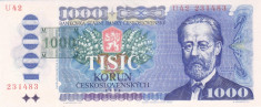 Bancnota Cehia 1.000 Korun 1985 (1993) - P3b UNC ( valoare catalog $155 ) foto