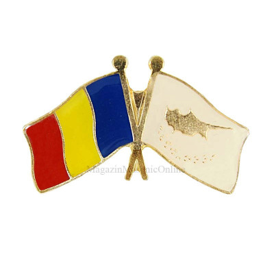 Insigna Drapel Romania - Cipru PIN519 foto