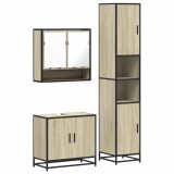 Cumpara ieftin Set mobilier de baie, 3 piese, stejar sonoma, lemn prelucrat