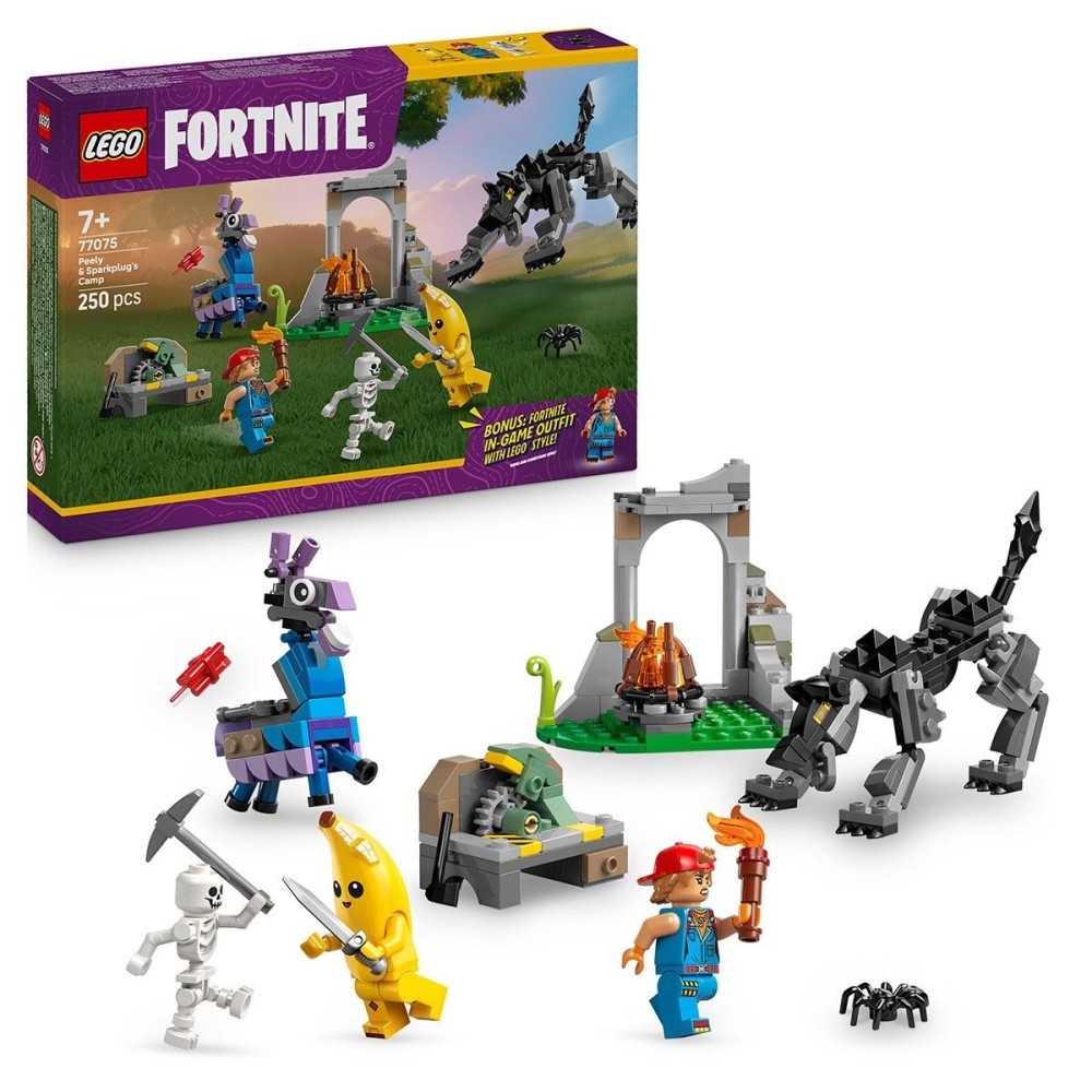 LEGO Set Constructie Fortnite Tabara lui Peely si Sparkplug 77075 ...