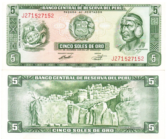 Peru 5 Soles de Oro 1974 P-99c UNC