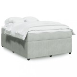 Gossi pat box spring cu saltea, gri deschis, 140x200 cm, catifea