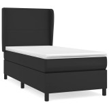 Cumpara ieftin Pat continental cu saltea, negru, 80x200 cm, piele ecologica