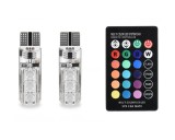 Cumpara ieftin Set 2 Becuri Auto LED RGB T10 W5W, 6 SMD, Telecomanda, Lumini Multicolor, Flash/Strobe/Fade/Smooth, 12V