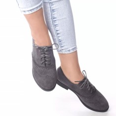 Pantofi casual janette gri piele ecologica intoarsa, 36