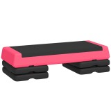 SPORTNOW Step de aerobic Step pentru fitness antiderapant &Icirc;nălțime reglabilă 3 niveluri 77x36x20,5cm roz și negru | Aosom Romania