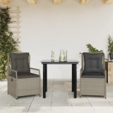 Gossi set mobilier de gradina cu perne, 3 piese,gri deschis,poliratan