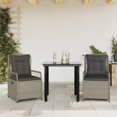 Gossi set mobilier de gradina cu perne, 3 piese,gri deschis,poliratan foto