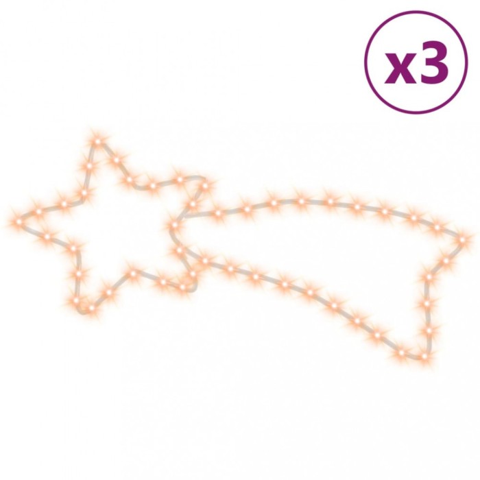 Figurina cometa de Craciun 48 LED-uri 3 buc. alb cald 65x28 cm