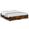Gossi cadru de pat cu sertare stejar fumuriu 200x200cm lemn prelucrat