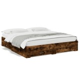 VidaXL Cadru de pat cu sertare stejar fumuriu 200x200cm lemn prelucrat 3280360
