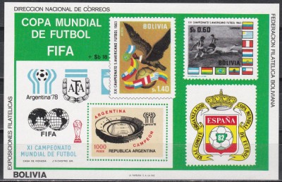 Bolivia 1980-C.M. de fotbal-Argentina și Spania,PA, Colita NDT,RARA(TIRAJ 5000) foto
