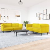 VidaXL Set canapea 2 piese, galben, catifea
