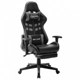Cumpara ieftin Scaun jocuri cu suport picioare, negru/gri, piele artificială