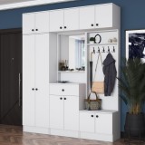 Dulap de hol cu Cuier si Pantofar Kent, Alb, 180 x 227 x 36 cm