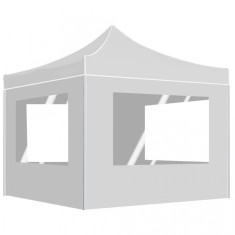 vidaXL Cort de petrecere pliabil cu pere?i, alb, 3 x 3 m, aluminiu foto