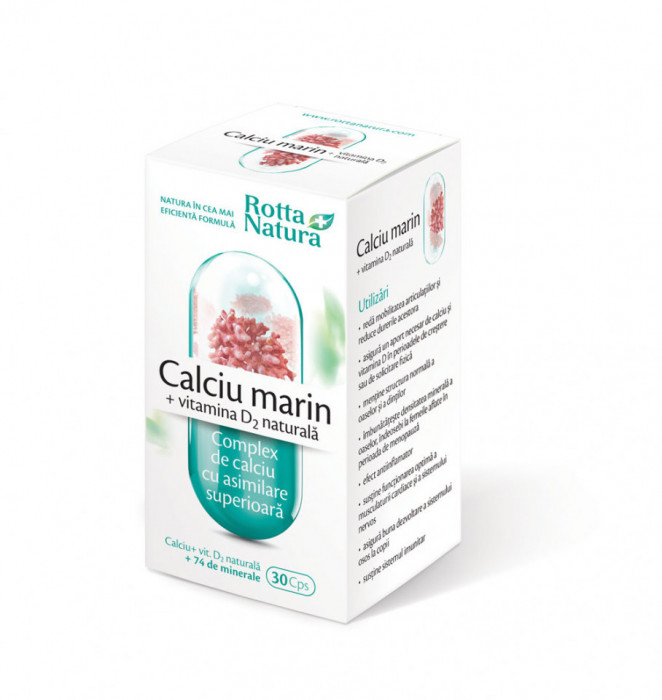 Calciu marin + vitamina d2 naturala 30cps rotta natura