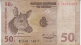 B11 - Bancnota foarte veche - Congo - 50 centimes - 1997