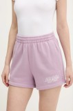 Abercrombie &amp; Fitch pantaloni scurti femei, culoarea roz, cu imprimeu, medium waist, KI186-5045