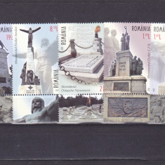 MONUMENTE ALE EROILOR NEAMULUI,SERIE CU TABS,2018,Lp.2215,MNH,ROMANIA.