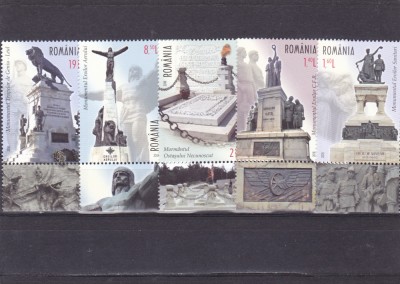 MONUMENTE ALE EROILOR NEAMULUI,SERIE CU TABS,2018,Lp.2215,MNH,ROMANIA. foto