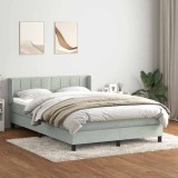 Cumpara ieftin Pat box spring cu saltea, gri deschis, 160x220 cm, catifea
