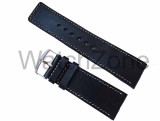 Cumpara ieftin Curea ceas HAND MADE Neagra Cusatura Alba 26mm, 28mm, 30mm