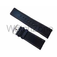 Curea ceas HAND MADE Neagra Cusatura Alba 26mm, 28mm, 30mm