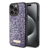 Husa originala Guess iPhone 15 Pro Rhinestone Metal Logo, mov, GUHCP15LPFGSBSP