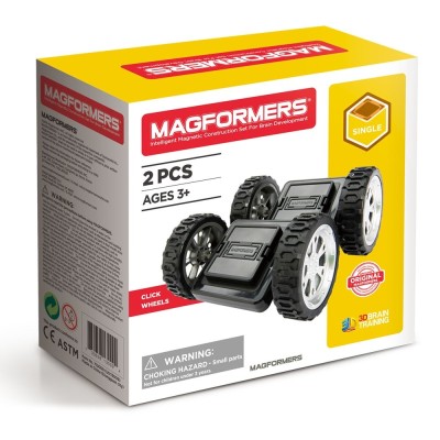 Joc magnetic de construcE, &amp;ordm;ie Magformers Click Wheel Set - Accesorii cu Roti, 2 piese foto