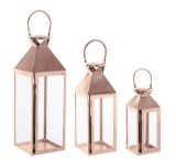 Cumpara ieftin Set 3 felinare otel cupru Flurry 10x10x27 cm, 14x14x40 cm, 18x18x53 cm