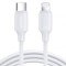 Cablu transfer date si incarcare Joyroom S-CL020A9 tip Lightning - USB-C PD20W QC3.0 1m, Alb