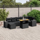 Cumpara ieftin Gossi set mobilier de gradina cu perne, 8 piese, negru, poliratan