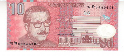 B11 - Bancnota foarte veche - Bangladesh - 10 taka - 2010 foto